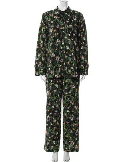Pre-owned Stine Goya Floral Print Pant Set In Black