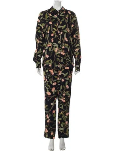 Pre-owned Stine Goya Floral Print Pant Set In Black