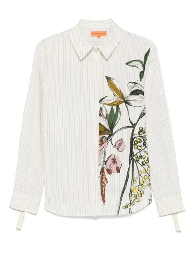 Stine Goya Floral Print Shirt In Beige