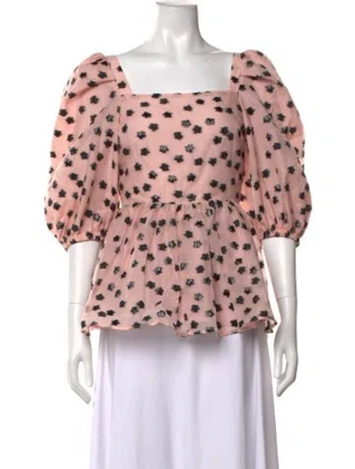 Pre-owned Stine Goya Floral Print Square Neckline Top In Metallic/pink