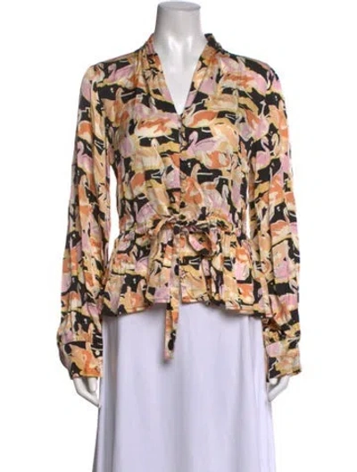 Pre-owned Stine Goya Floral Print V-neck Blouse In Neutrals