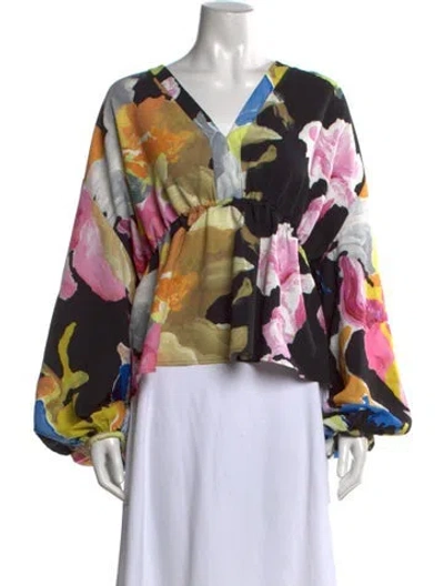 Pre-owned Stine Goya Floral Print V-neck Blouse W/ Tags In Multi