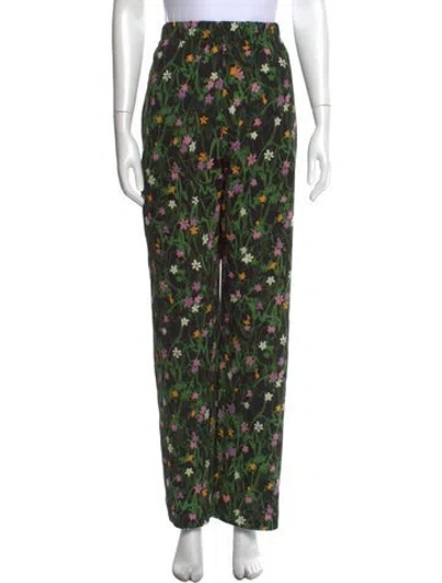 Pre-owned Stine Goya Floral Print Wide Leg Pants In Black