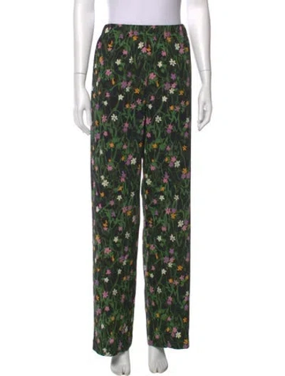 Pre-owned Stine Goya Floral Print Wide Leg Pants In Black