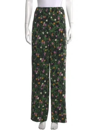 Pre-owned Stine Goya Floral Print Wide Leg Pants In Black