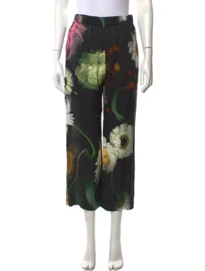 Pre-owned Stine Goya Floral Print Wide Leg Pants In Black