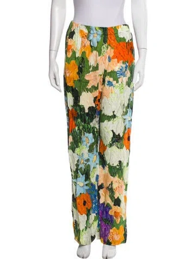 Pre-owned Stine Goya Floral Print Wide Leg Pants In Green