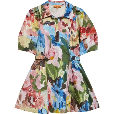 Stine Goya Floral Short Sleeve Organic Cotton Minidress In Loves Me Loves Me Not