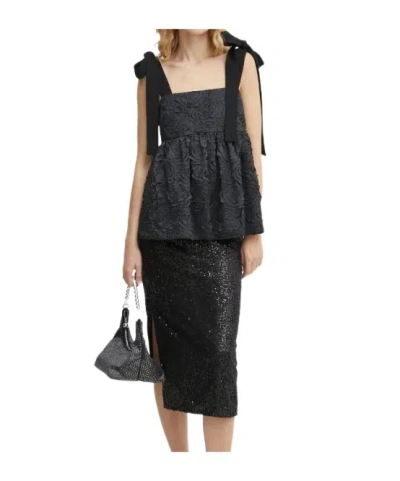Stine Goya Floral-embellished Bow-detail Blouse In Black
