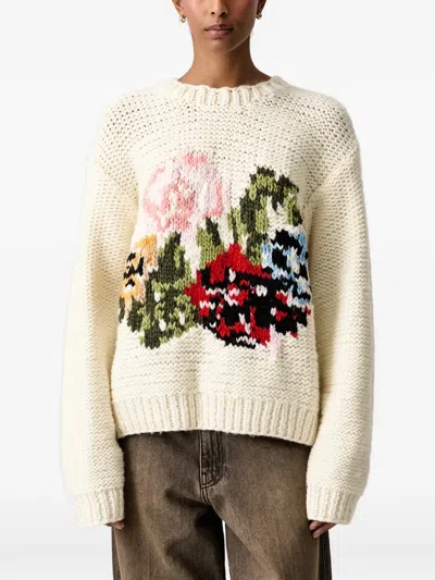 Stine Goya Floral-intarsia Chunky-knit Sweater In Multi
