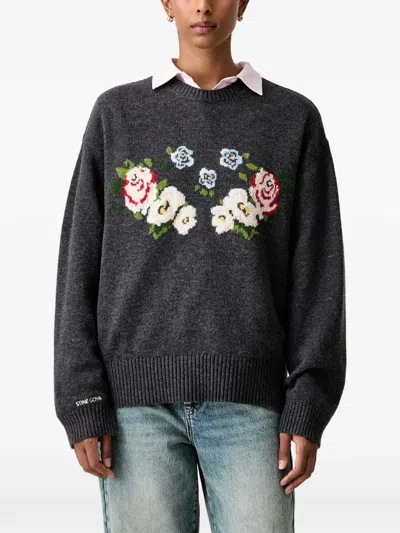 Stine Goya Floral-intarsia Sweater In Gray