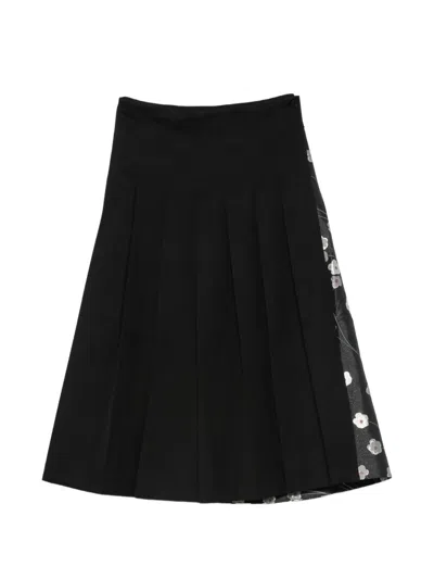 Stine Goya Floral-print Pleated Midi Skirt In Black
