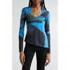 Stine Goya Florian Brushstroke Print Asymmetric Knit Top In Brown Brush Stroke Poppy