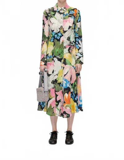 Stine Goya Front Placket Midi Polo Dress In Flowers Under The Sun In Multi