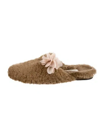 Pre-owned Stine Goya Fur Mules In Neutral