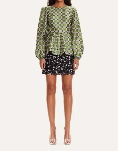 Stine Goya Gara Top In Lilac Checks In Green