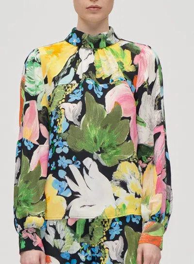 Stine Goya Gathered Long Sleeve Top In Flowers Under The Sun In Multi