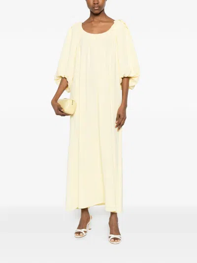 Stine Goya Gathered Puff-sleeve Maxi Dress In Yellow