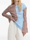 Stine Goya Gingham-pattern Panelled Blouse In Brown