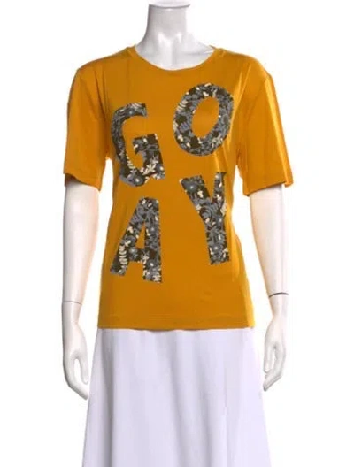 Pre-owned Stine Goya Graphic Print Crew Neck T-shirt W/ Tags In Yellow