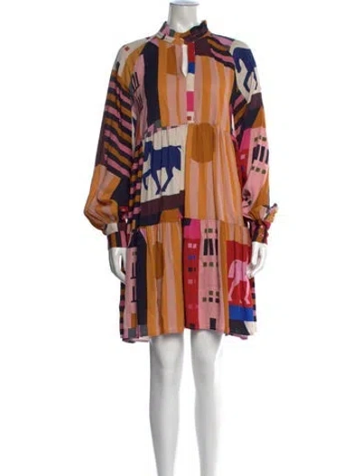 Pre-owned Stine Goya Graphic Print Mini Dress In Orange