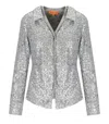 Stine Goya Silver Sequined Shirt With Double Collar And Pockets