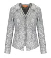 Stine Goya Silver Sequined Shirt With Double Collar And Pockets In Silver