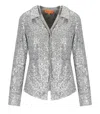 Stine Goya Silver Sequined Shirt With Double Collar And Pockets In Silver