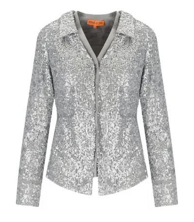 Stine Goya Grey Sequins Shirt In Silver