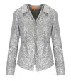 Stine Goya Silver Sequined Shirt With Double Collar And Pockets In Silver