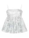 Stine Goya Sghari Oberteil Aus Floralem Jacquard Mit Cut-outs In Light Blue