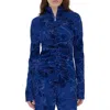 Stine Goya High Neck Long Seeve Top In Fine Line Poppies In Blue