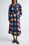 Stine Goya House Print Cotton Shirtdress In Multi