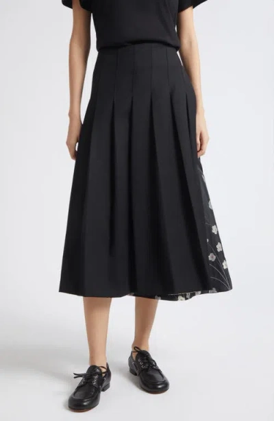 Stine Goya Hybrid Pleated Midi Skirt In Black