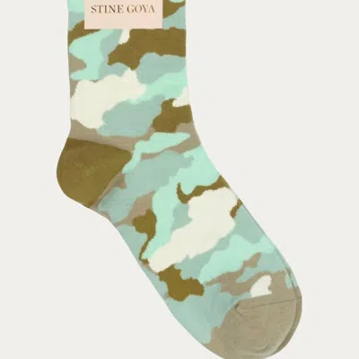 Stine Goya Iggy Camouflage Socks In Camouflage Green
