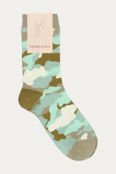 Stine Goya Iggy Camouflage Socks In Camouflage Green In Multi