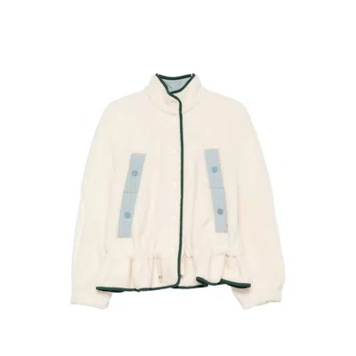 Stine Goya Ruffled-hem Fleece Jacket In Neutral