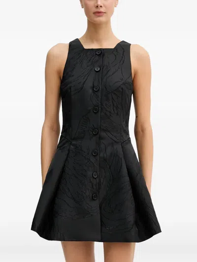 Stine Goya Jacquard Button-up Mini Dress In Black