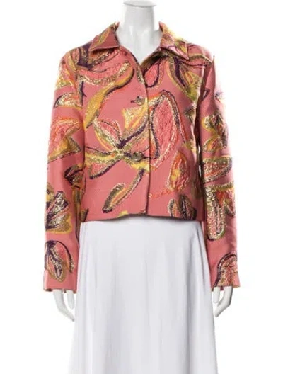 Pre-owned Stine Goya Jacquard Floral Print Jacket In Pink