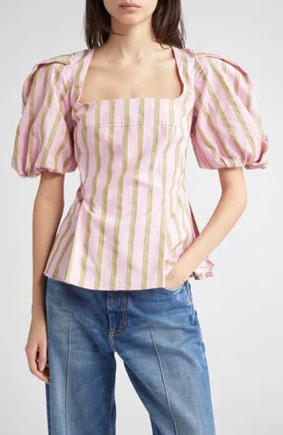 STINE GOYA STINE GOYA JACQUARD PUFF SLEEVE ORGANIC COTTON TOP