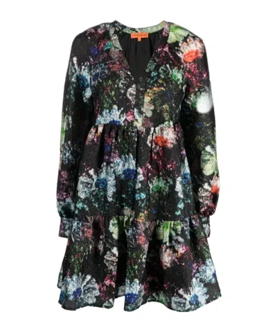 Stine Goya Jasmine Glitter Bloom-print Minidress In Black
