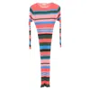 Stine Goya Jeanne Stripe Ribbed Midi Dress In Multicolor Viscose In Multi