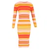 Stine Goya Jeannie Striped Knitted Midi Dress In Multicolor Viscose In Multi