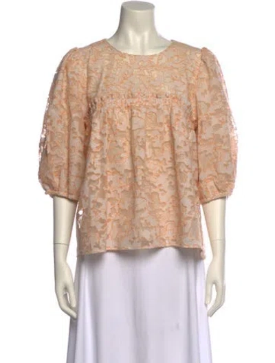 Pre-owned Stine Goya Lace Pattern Bateau Neckline Blouse W/ Tags In Neutral