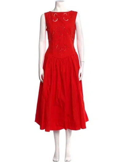 Pre-owned Stine Goya Lace Pattern Midi Length Dress In Orange/red