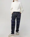Stine Goya Laia Pants In Tartan Navy In White