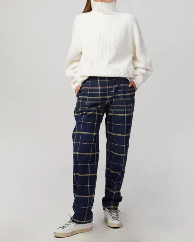 Stine Goya Laia Pants In Tartan Navy In White