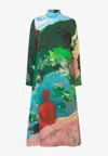 Stine Goya Long Sleeve Midi Dress In Summer House In Multicolor