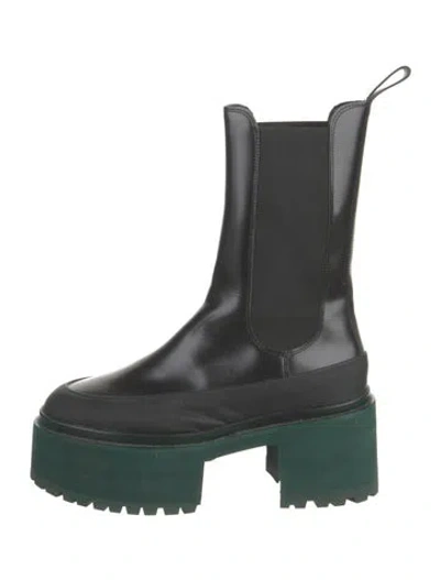 Pre-owned Stine Goya Leather Chelsea Boots In Green