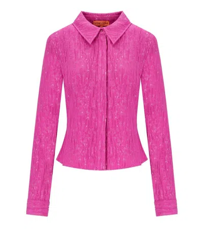 Stine Goya Lilla Fuchsia Pleated Stretch Shirt In Fucsia